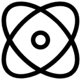 Atom mit Kreis als Symbol für Daten