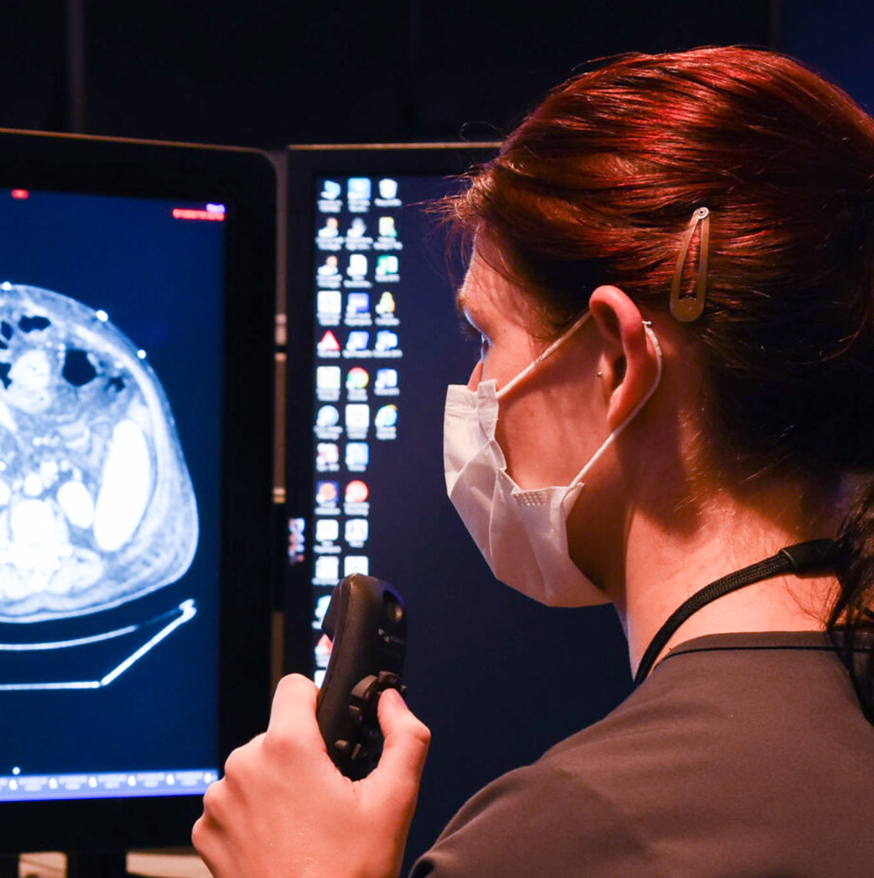 Radiologist dictating a report