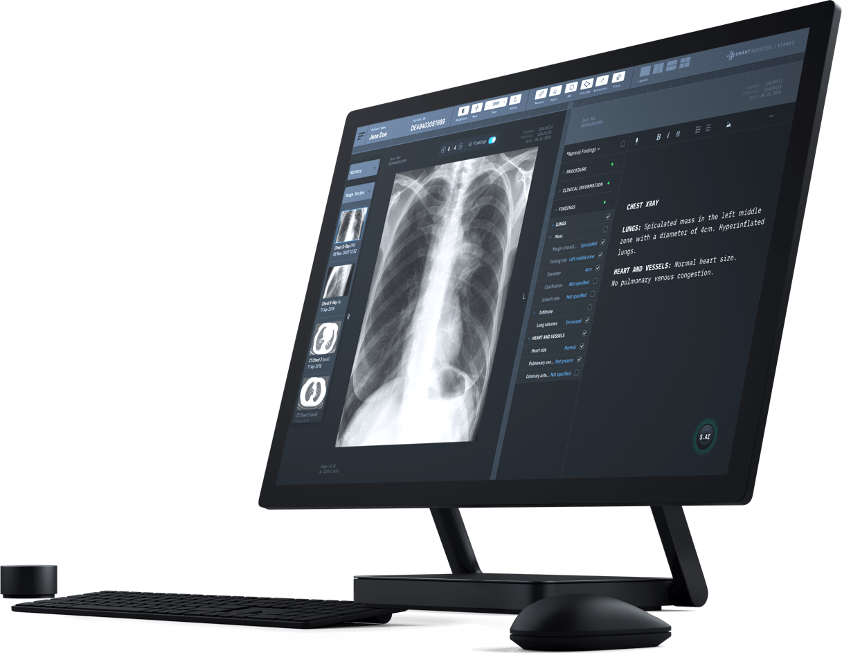 screen wit Xray Image and reporting text